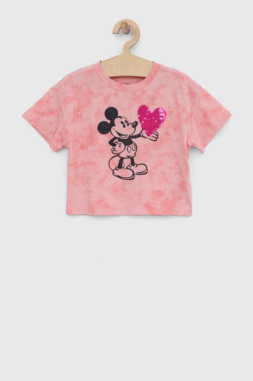 Gap GAP t-shirt bawełniany dziecięcy x Myszka Miki kolor różowy
