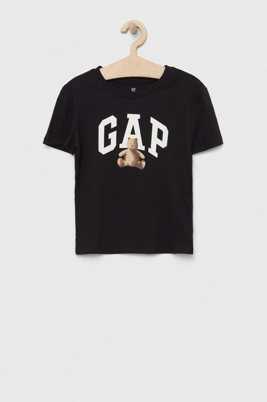 

Детска памучна тениска GAP в черно, Черен