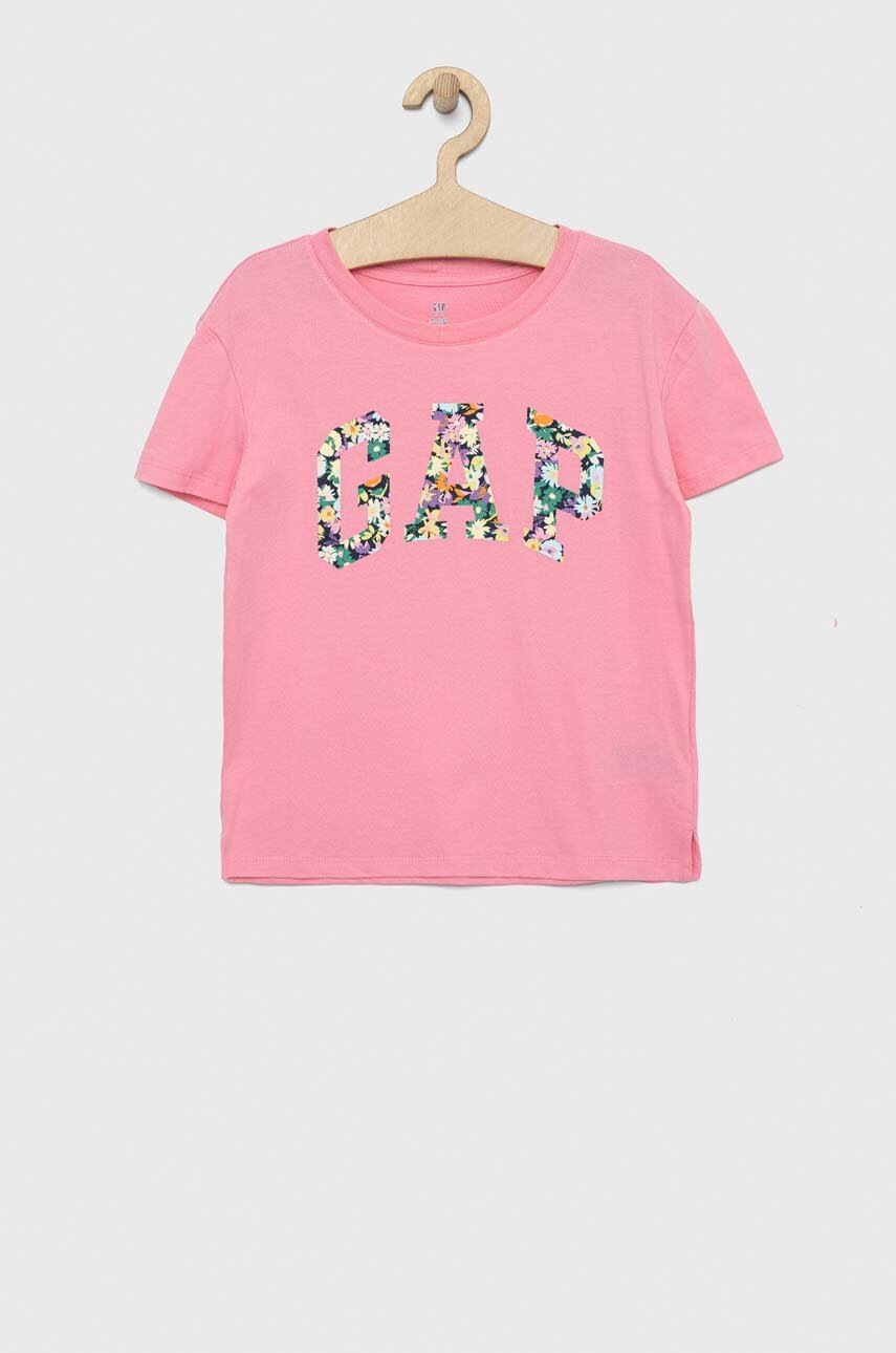 

Детска памучна тениска GAP в розово, Розов