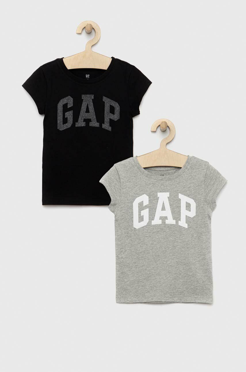 Dětské bavlněné tričko GAP 2-pack černá barva - černá -  100 % Bavlna