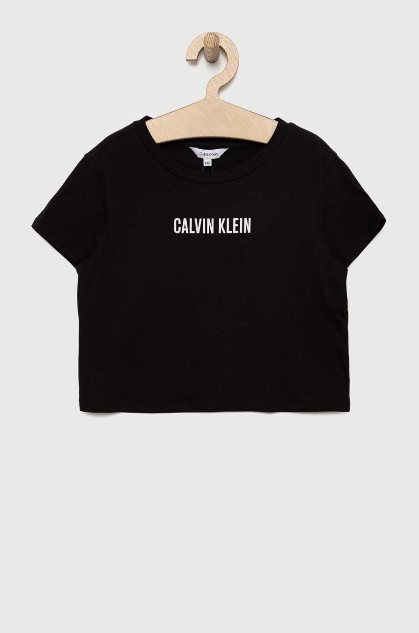 

Детска памучна тениска Calvin Klein Jeans в черно, Черен