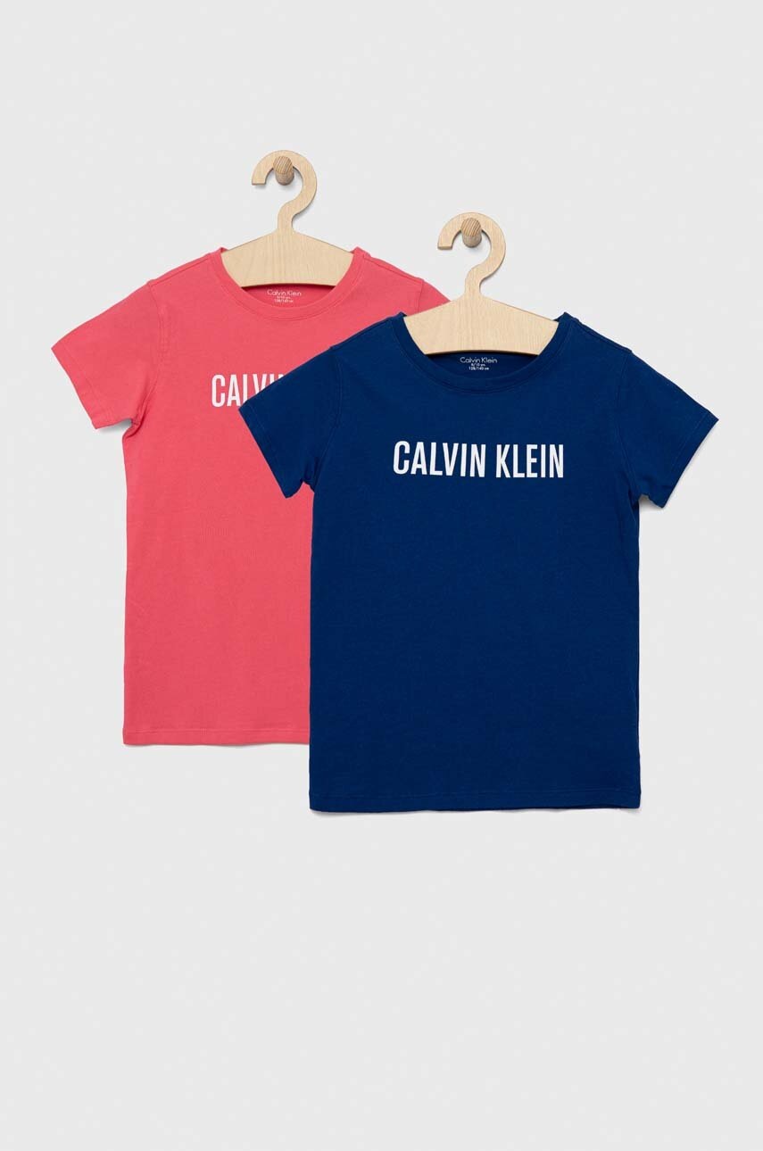 

Детска памучна тениска Calvin Klein Underwear (2 броя) в розово, Розов
