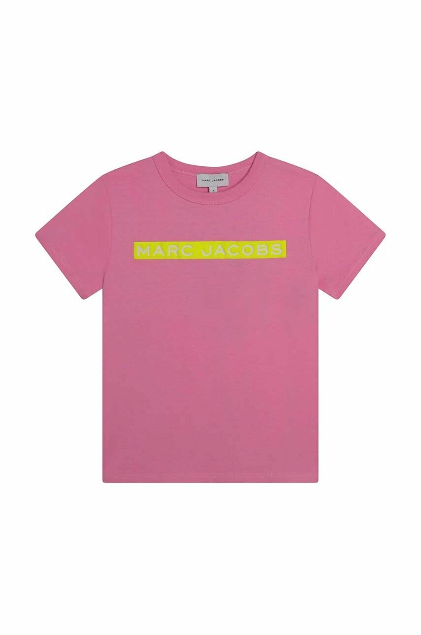 

Детская хлопковая футболка Marc Jacobs цвет розовый
