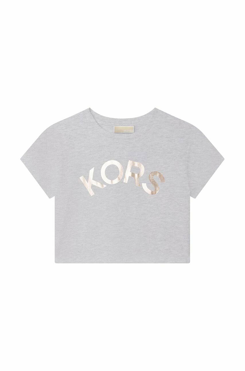 Levně Dětské bavlněné tričko Michael Kors šedá barva