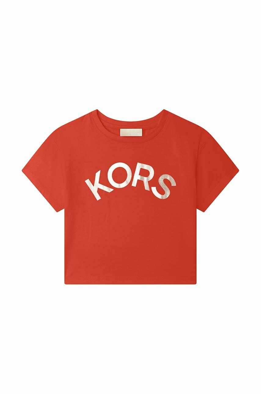 Levně Dětské bavlněné tričko Michael Kors červená barva