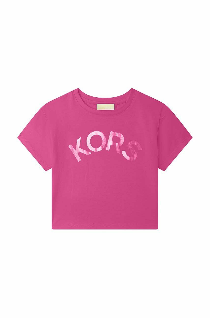Levně Dětské bavlněné tričko Michael Kors fialová barva