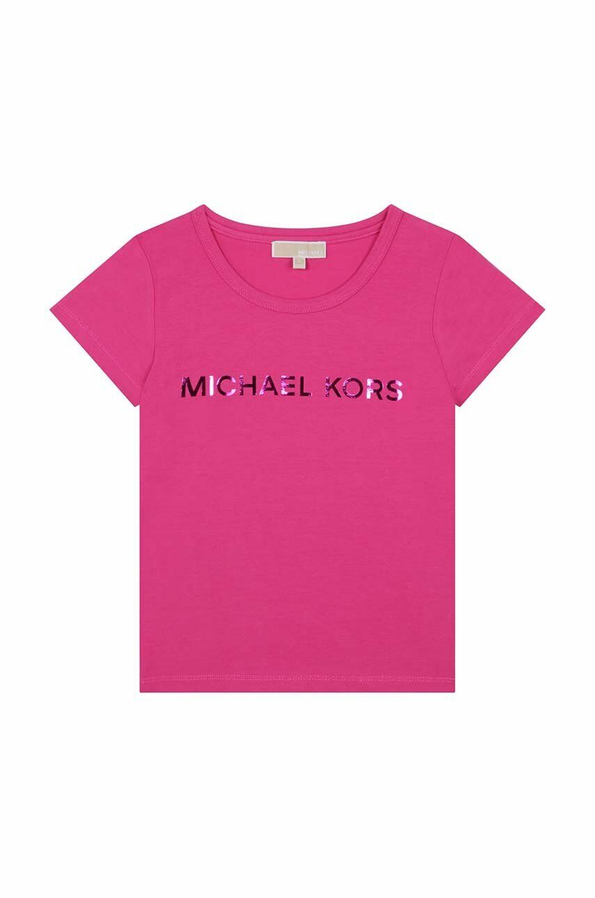 Levně Dětské tričko Michael Kors fialová barva