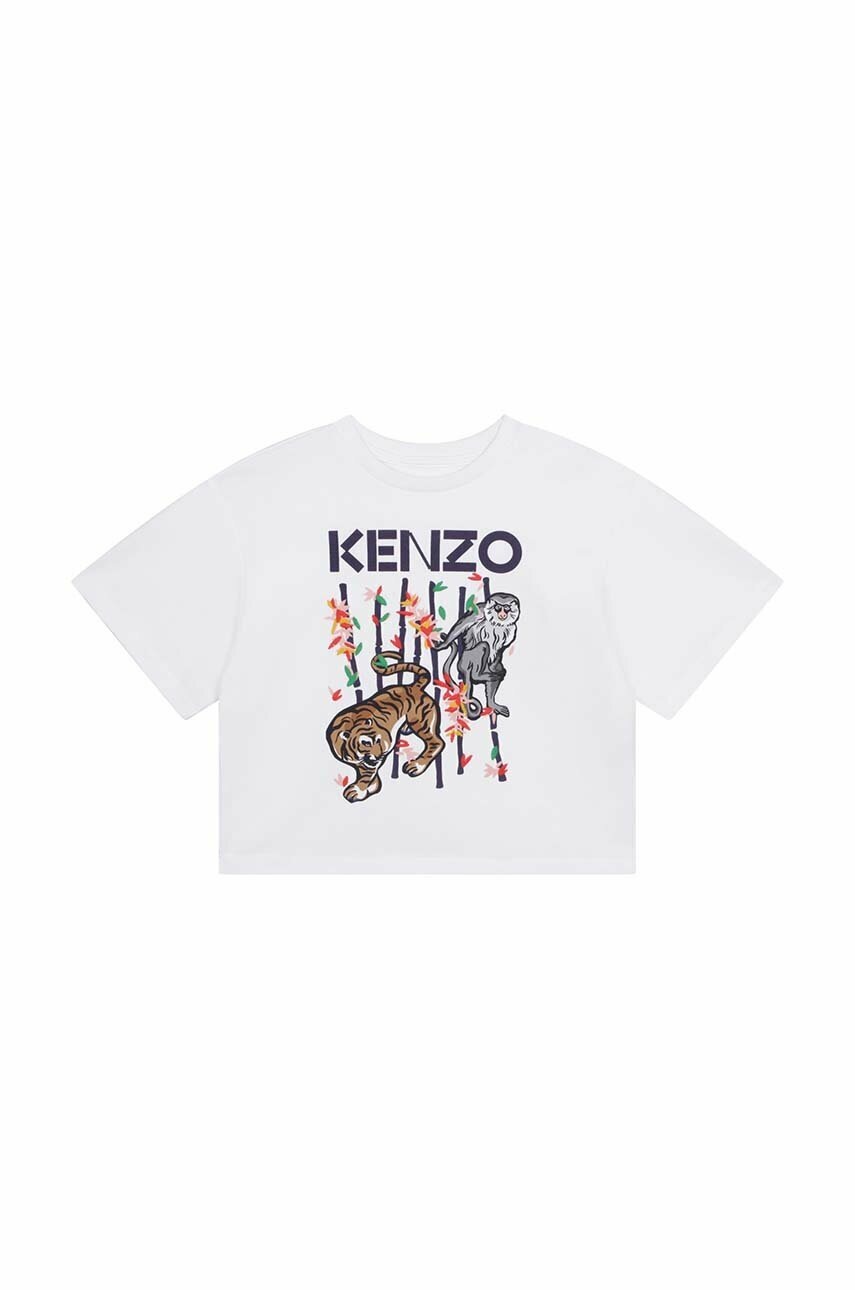 Дитяча бавовняна футболка Kenzo Kids колір білий Дитяча бавовняна футболка Kenzo Kids колір білий