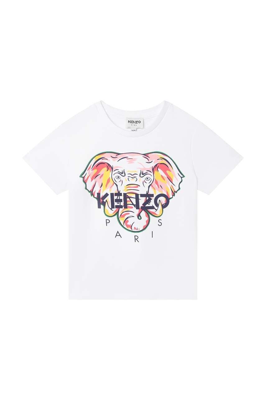 

Детска памучна тениска Kenzo Kids в бяло, Бял