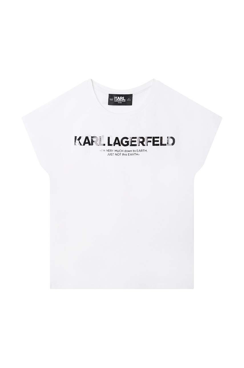 Levně Dětské tričko Karl Lagerfeld bílá barva