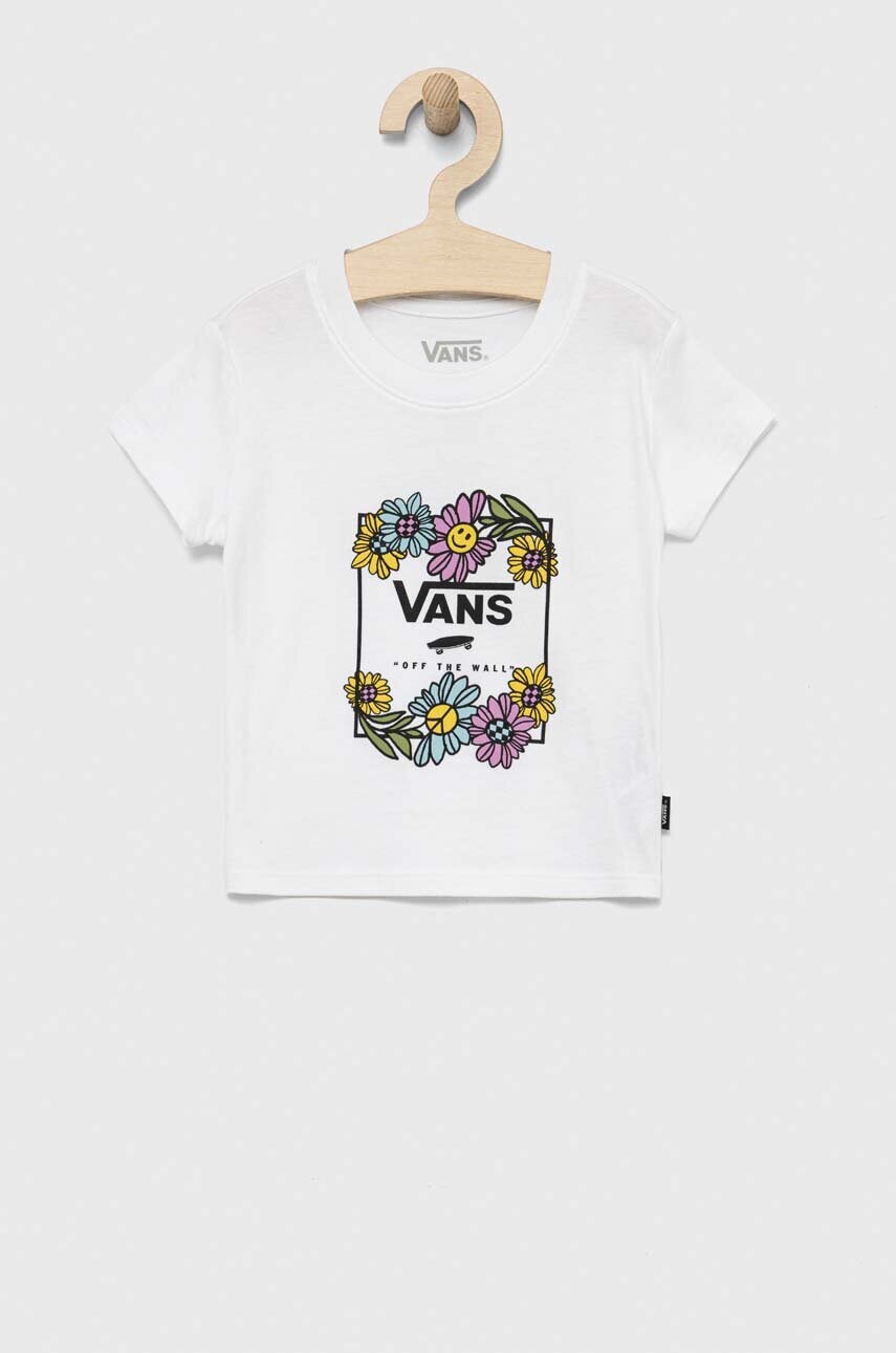 

Детска памучна тениска Vans ELEVATED BOX FLOWERS White в бяло, Бял