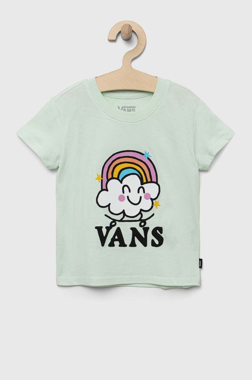 

Дитяча бавовняна футболка Vans RAINBOW SKATE CLEARLY AQUA колір зелений