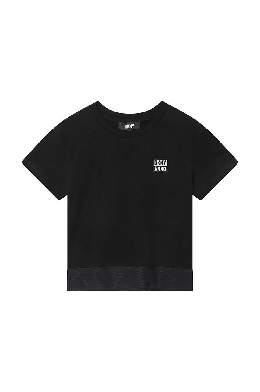 Dětské tričko Dkny černá barva - černá -  Hlavní materiál: 95 % Organická bavlna