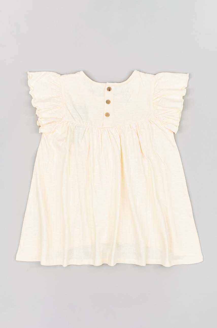 Дитяча бавовняна футболка zippy колір бежевий