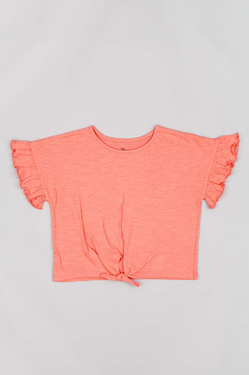 Dětské bavlněné tričko zippy oranžová barva - oranžová -  100 % Bavlna