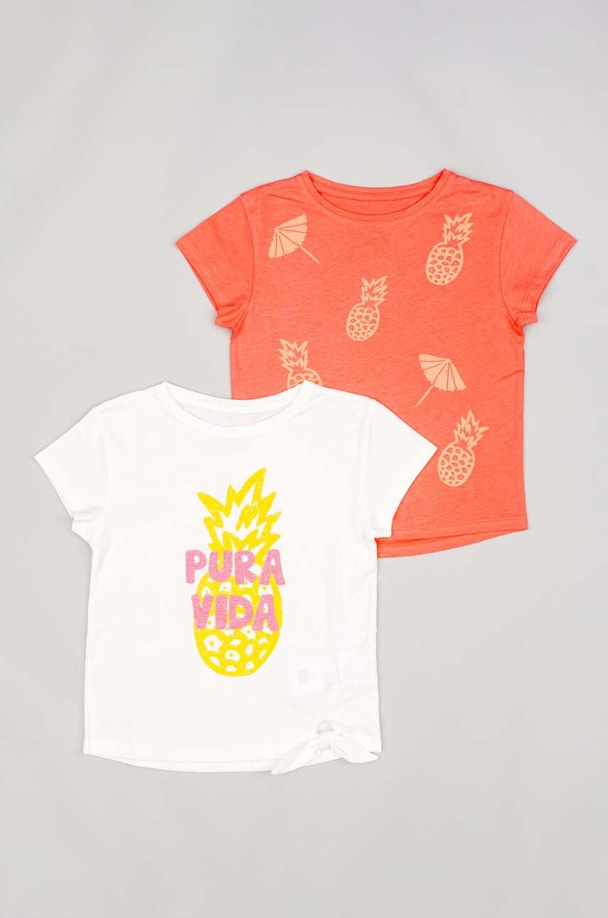 E-shop Dětské bavlněné tričko zippy 2-pack bílá barva