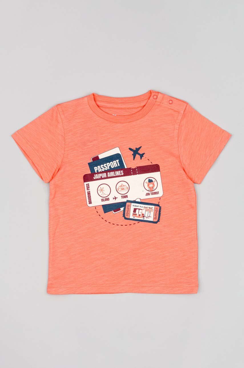 Levně Bavlněné dětské tričko zippy oranžová barva