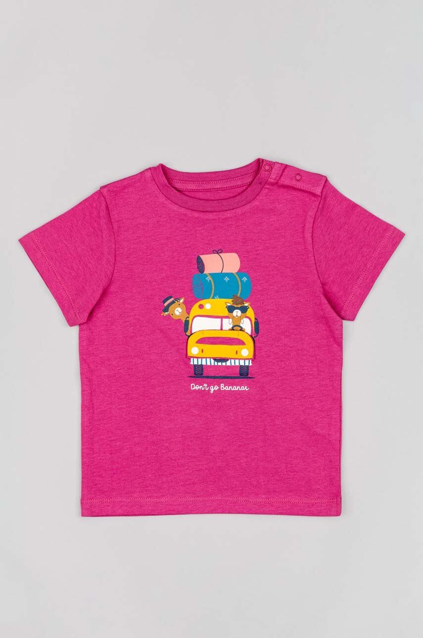 Bavlněné dětské tričko zippy fialová barva