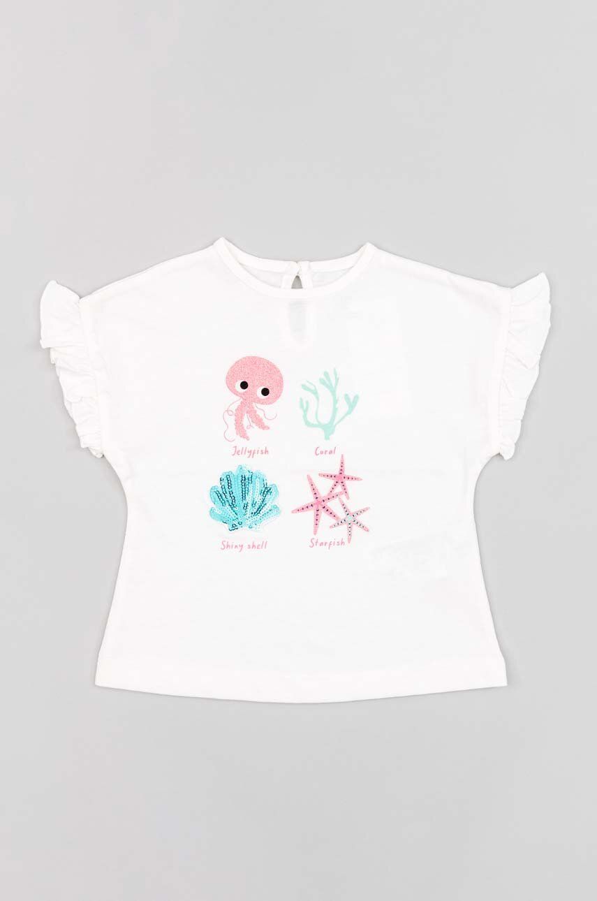 E-shop Bavlněné dětské tričko zippy bílá barva