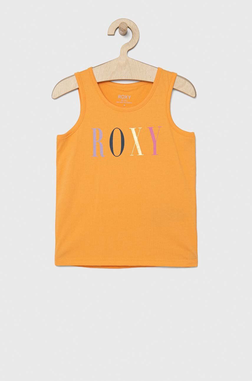 Dětský bavlněný top Roxy oranžová barva - oranžová -  100 % Organická bavlna
