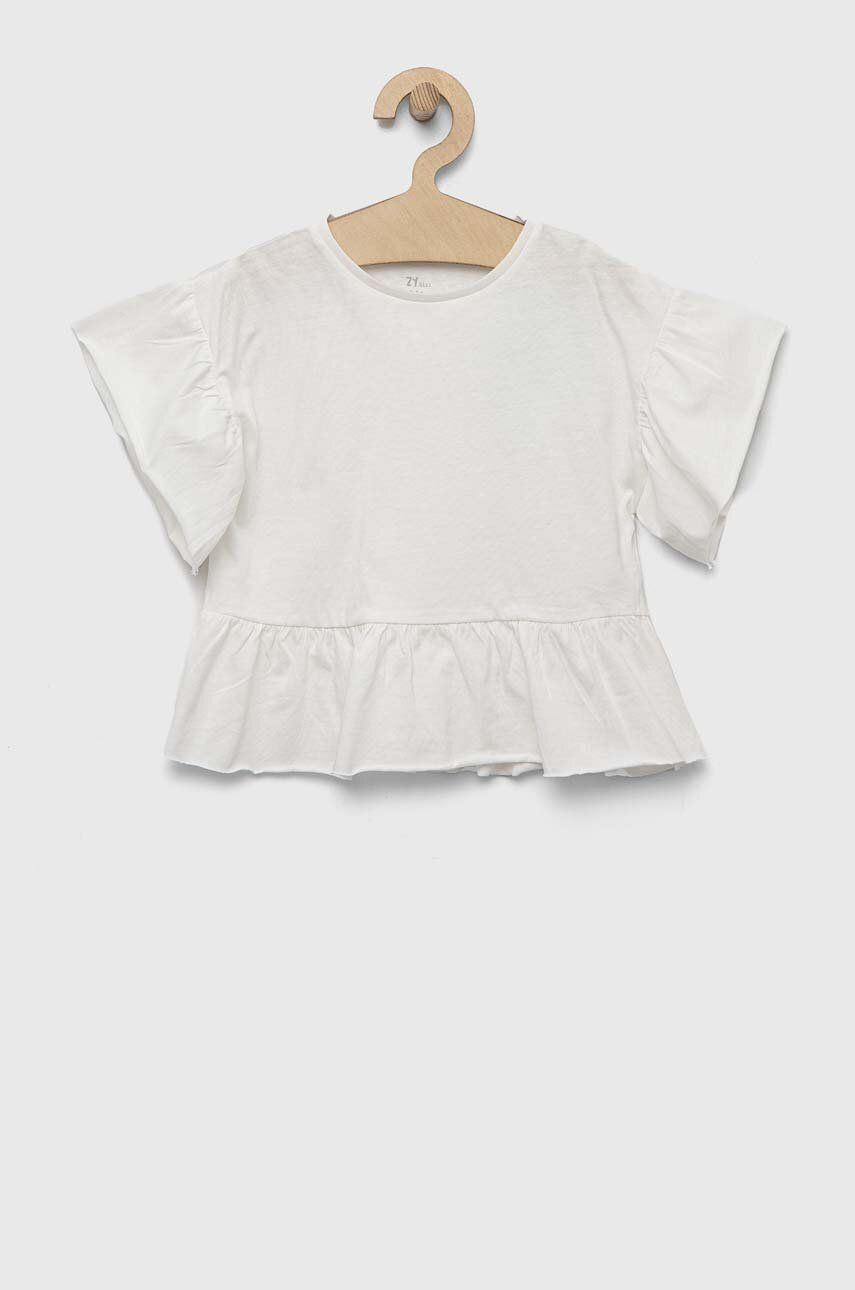 Levně Dětské bavlněné tričko zippy bílá barva