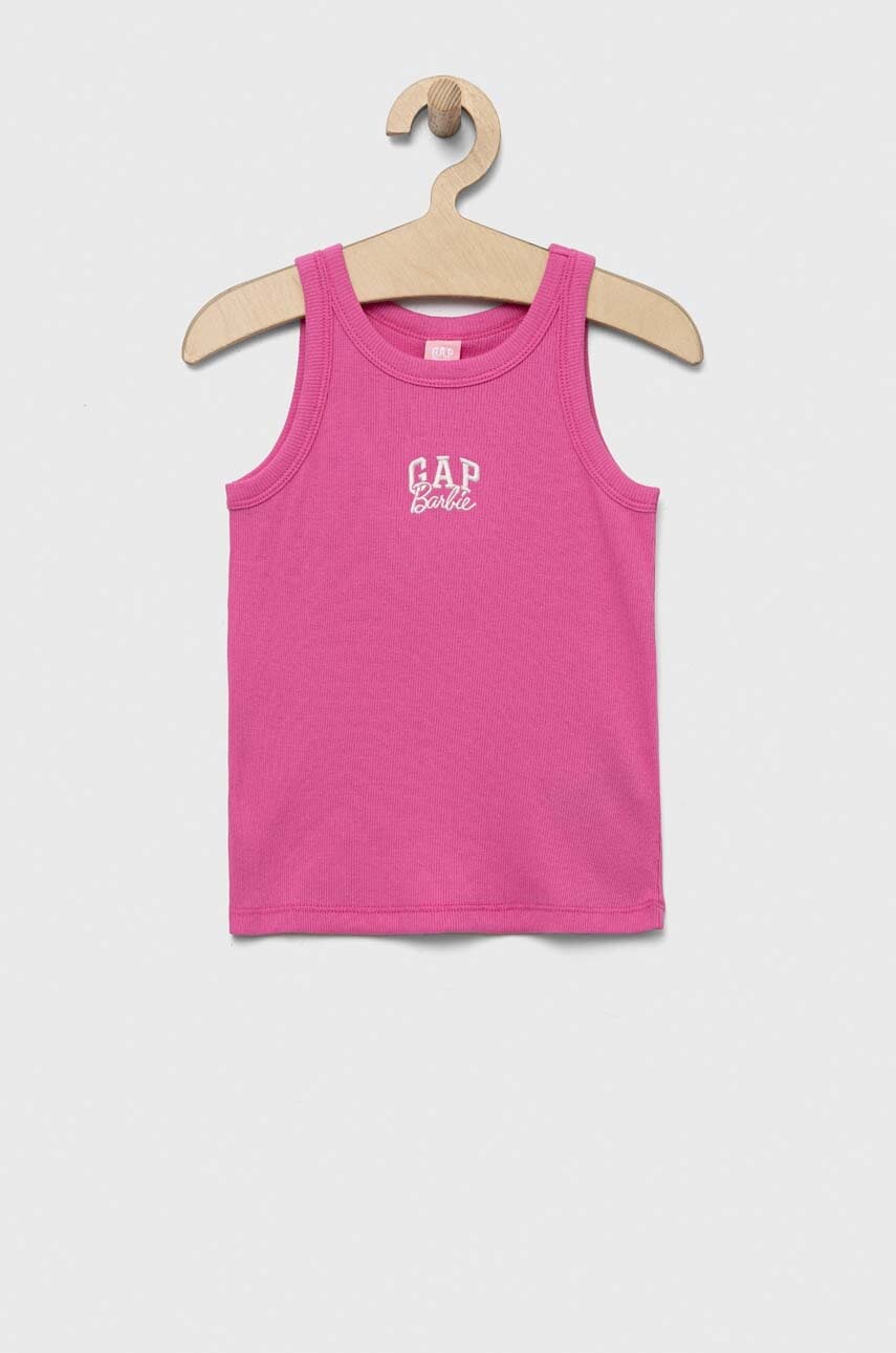 Детский хлопковый топ GAP x Barbie цвет фиолетовый Детский хлопковый топ GAP x Barbie цвет фиолетовый