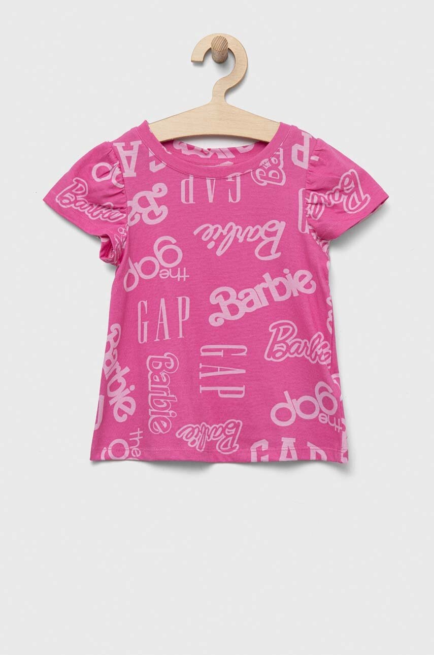 

Детска памучна тениска GAP x Barbie в лилаво, Виолетов