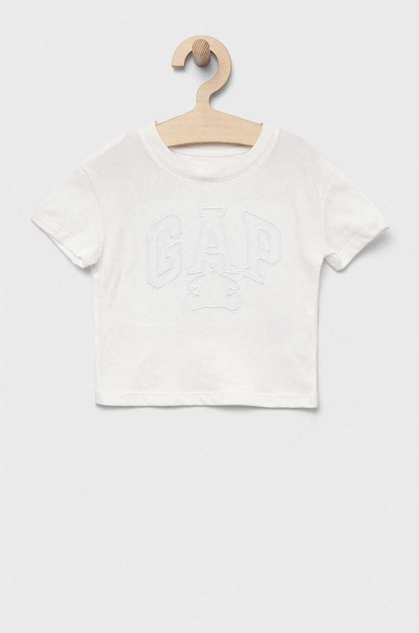 E-shop Dětské bavlněné tričko GAP bílá barva