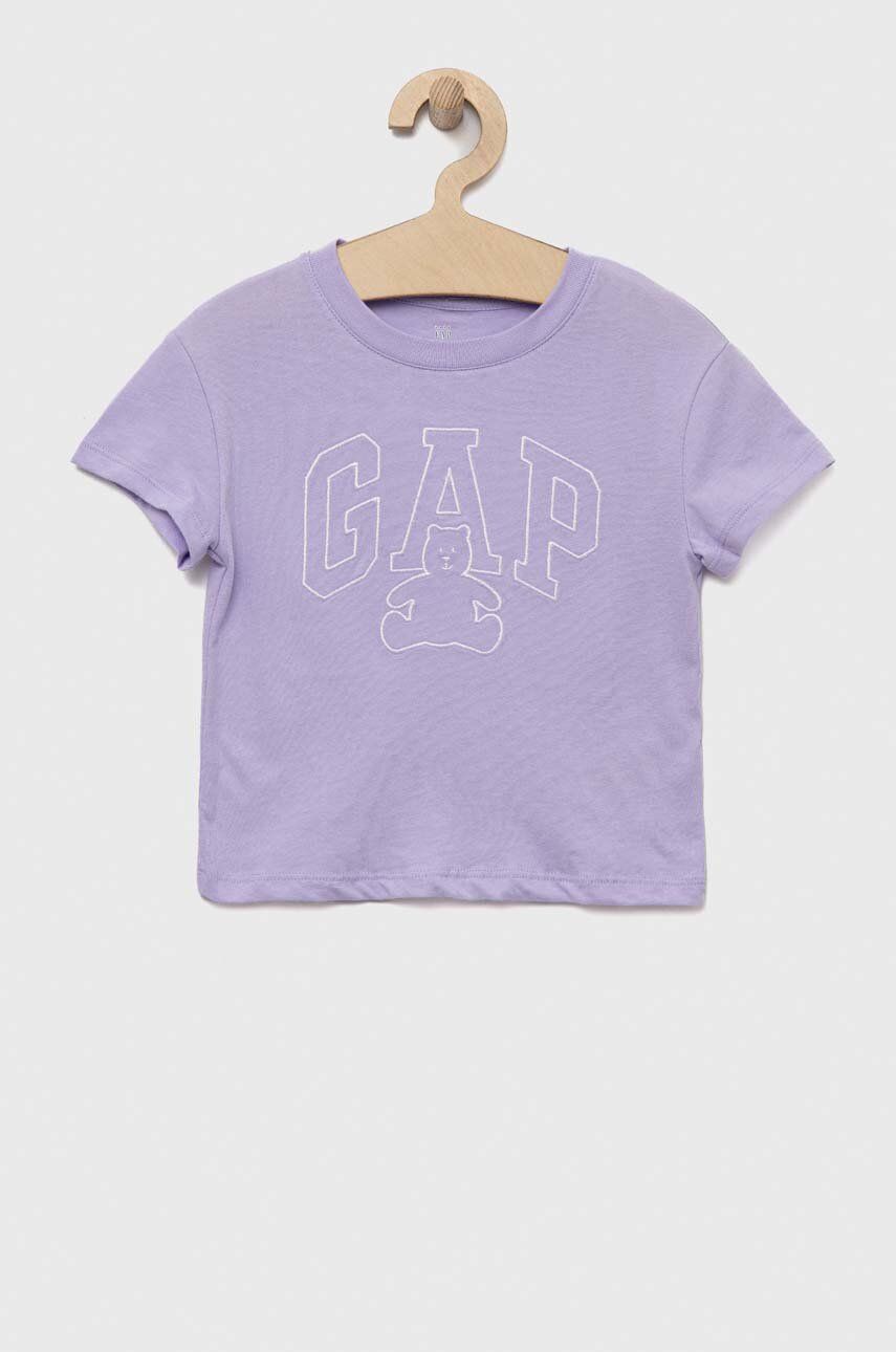 E-shop Dětské bavlněné tričko GAP fialová barva