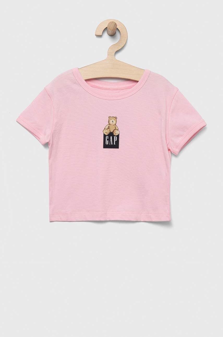 

Детска памучна тениска GAP в розово, Розов