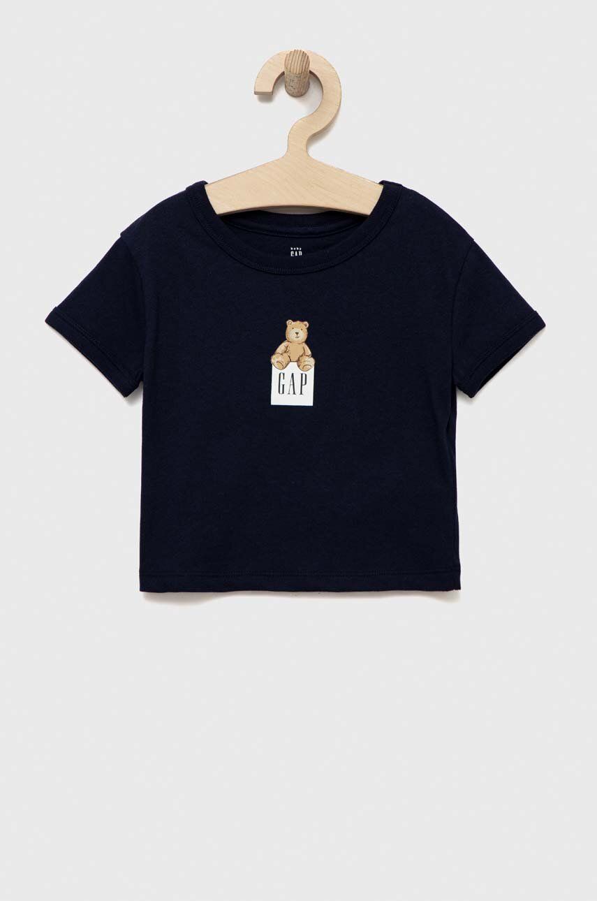 GAP tricou de bumbac pentru copii culoarea albastru marin
