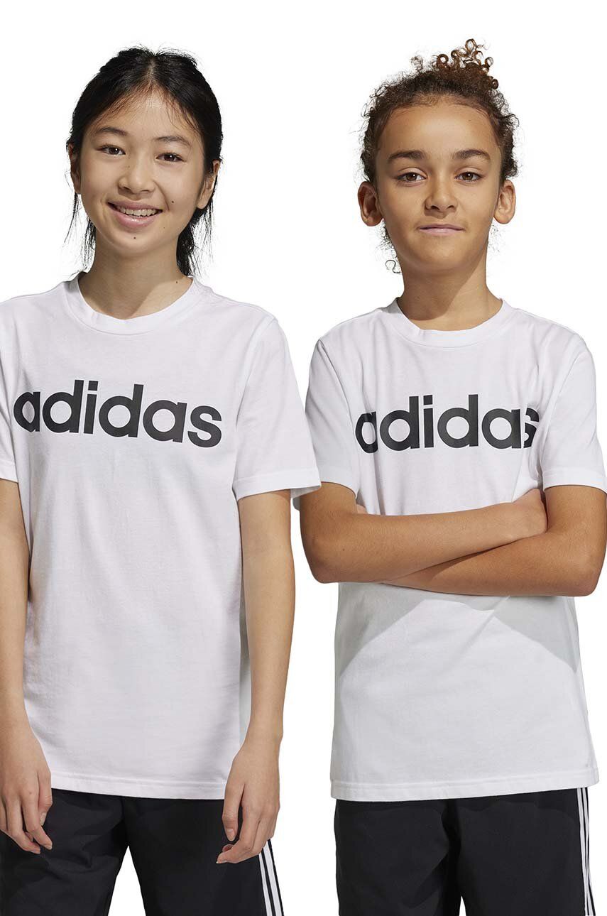 Adidas tricou de bumbac pentru copii U LIN culoarea alb, cu imprimeu