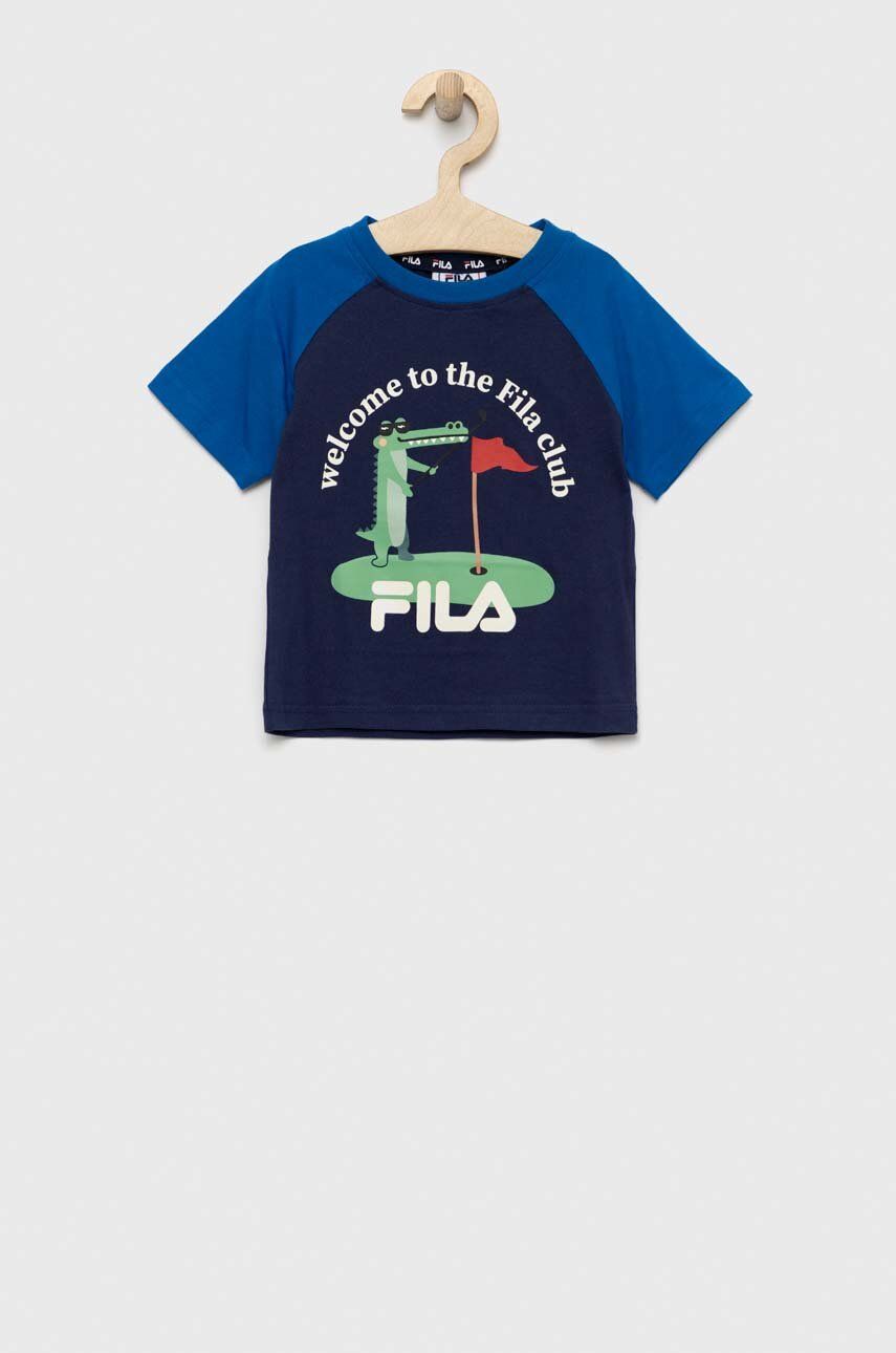 E-shop Dětské bavlněné tričko Fila tmavomodrá barva