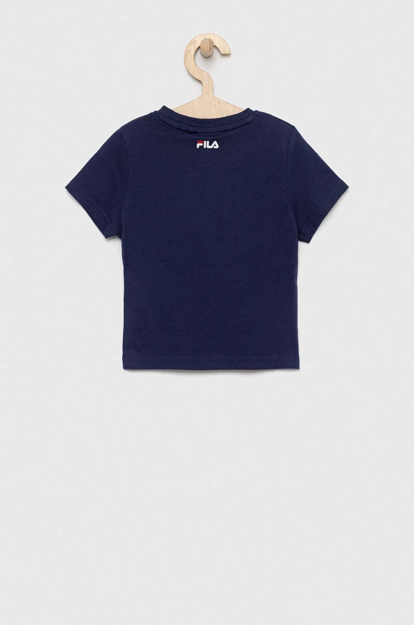 Дитяча бавовняна футболка Fila колір синій з принтом