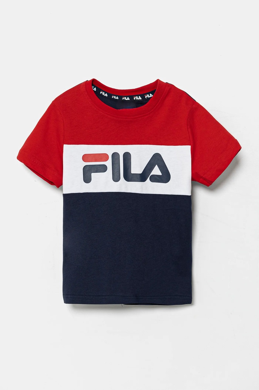 

Детска памучна тениска Fila в тъмносиньо с десен, Тъмносин