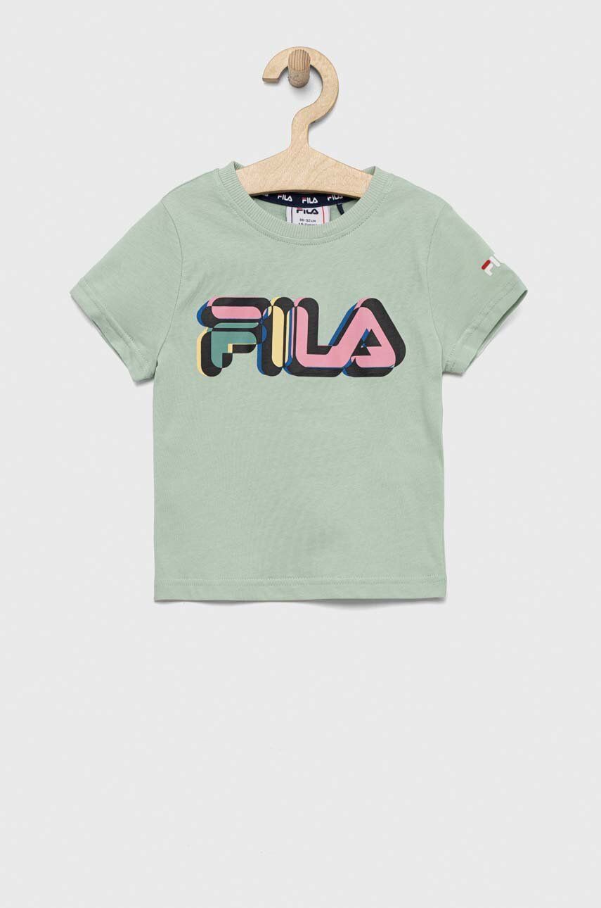 Fila tricou de bumbac pentru copii culoarea verde, cu imprimeu