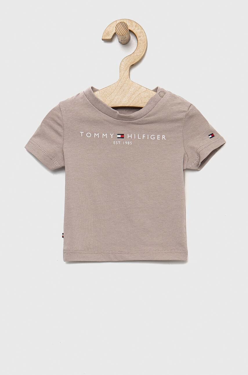 

Футболка для немовлят Tommy Hilfiger колір бежевий з принтом