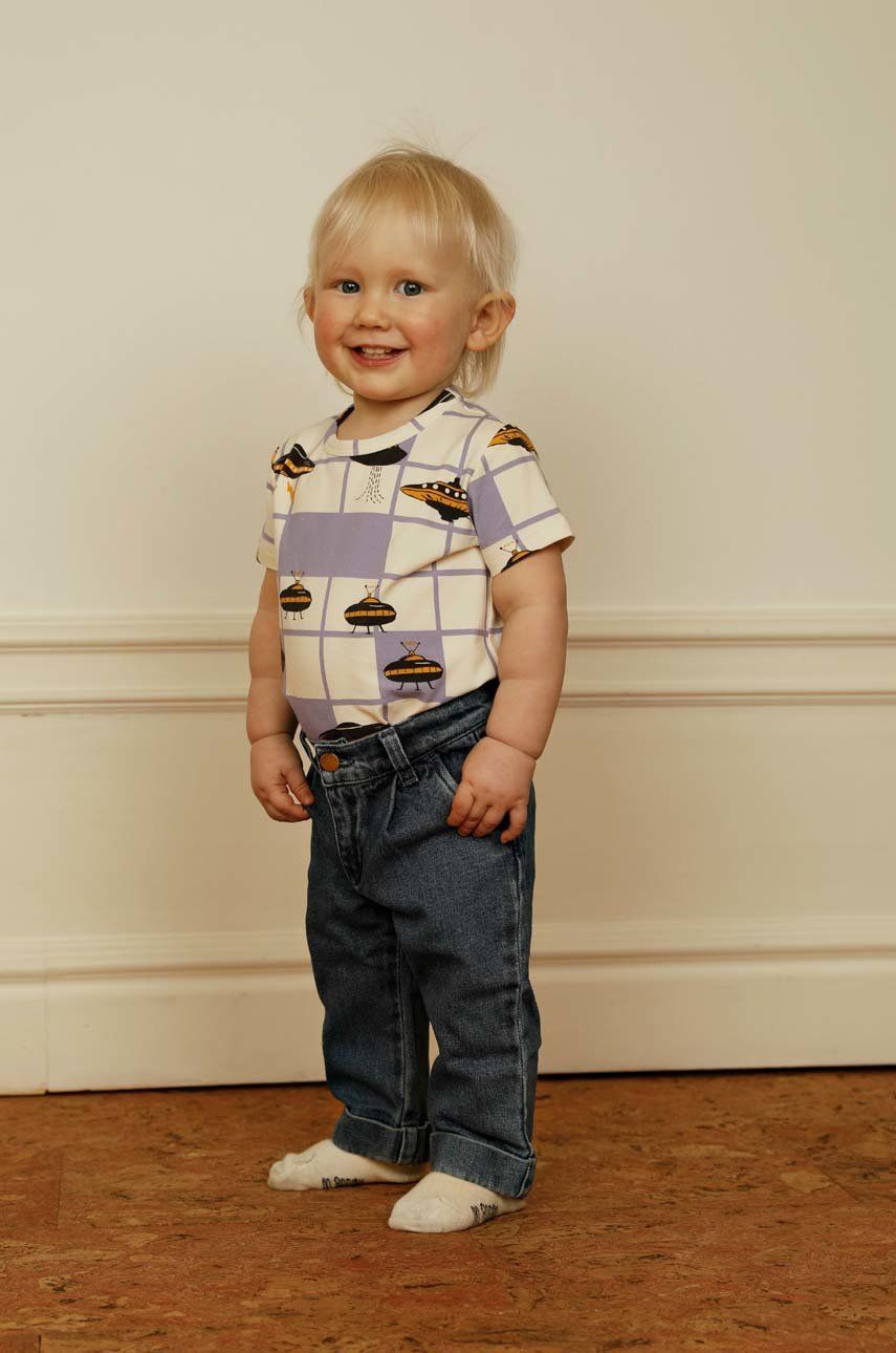 Dětské tričko Mini Rodini fialová barva - fialová -  95 % Organická bavlna
