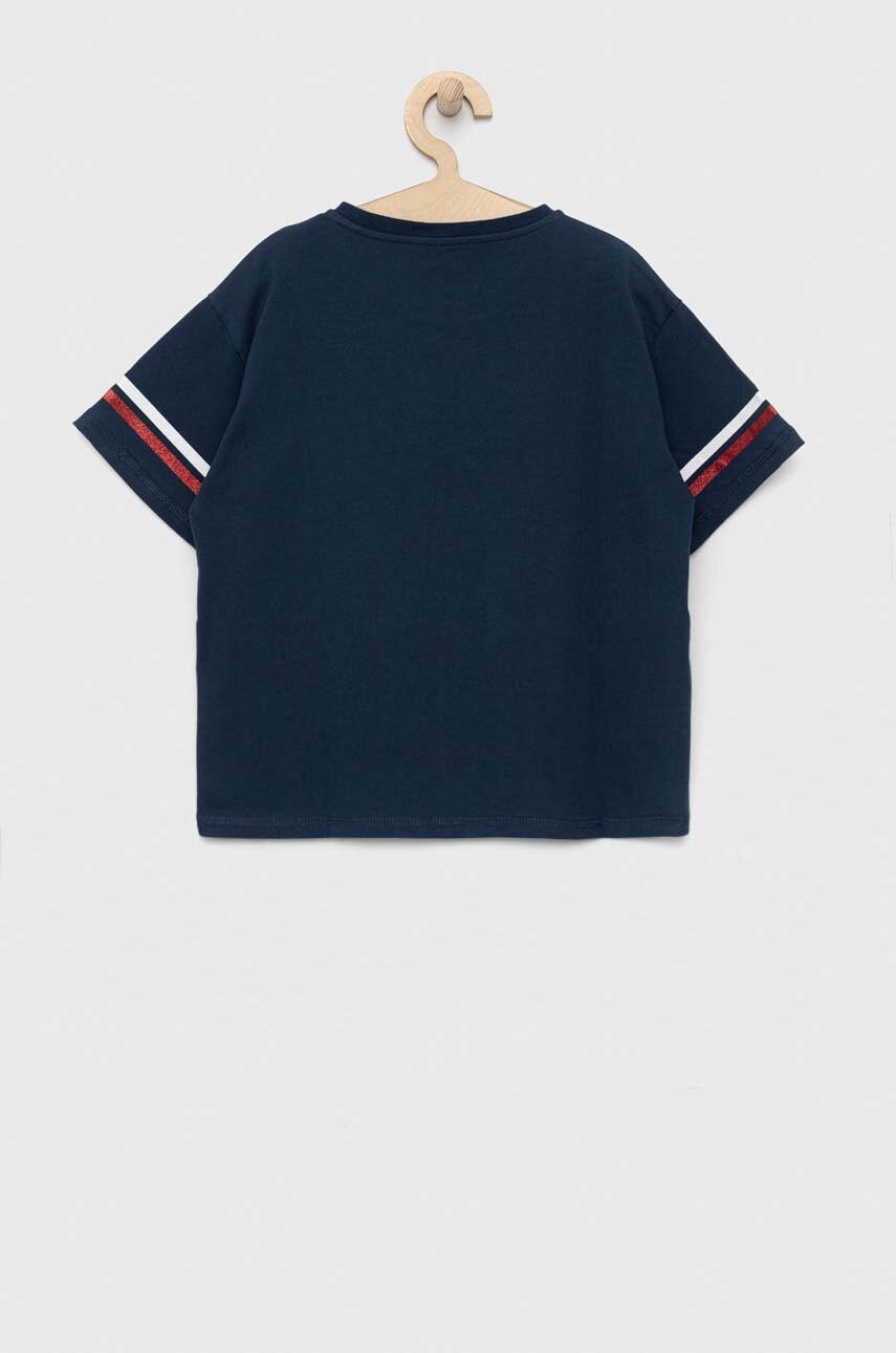 Детская хлопковая футболка Pepe Jeans цвет синий с принтом