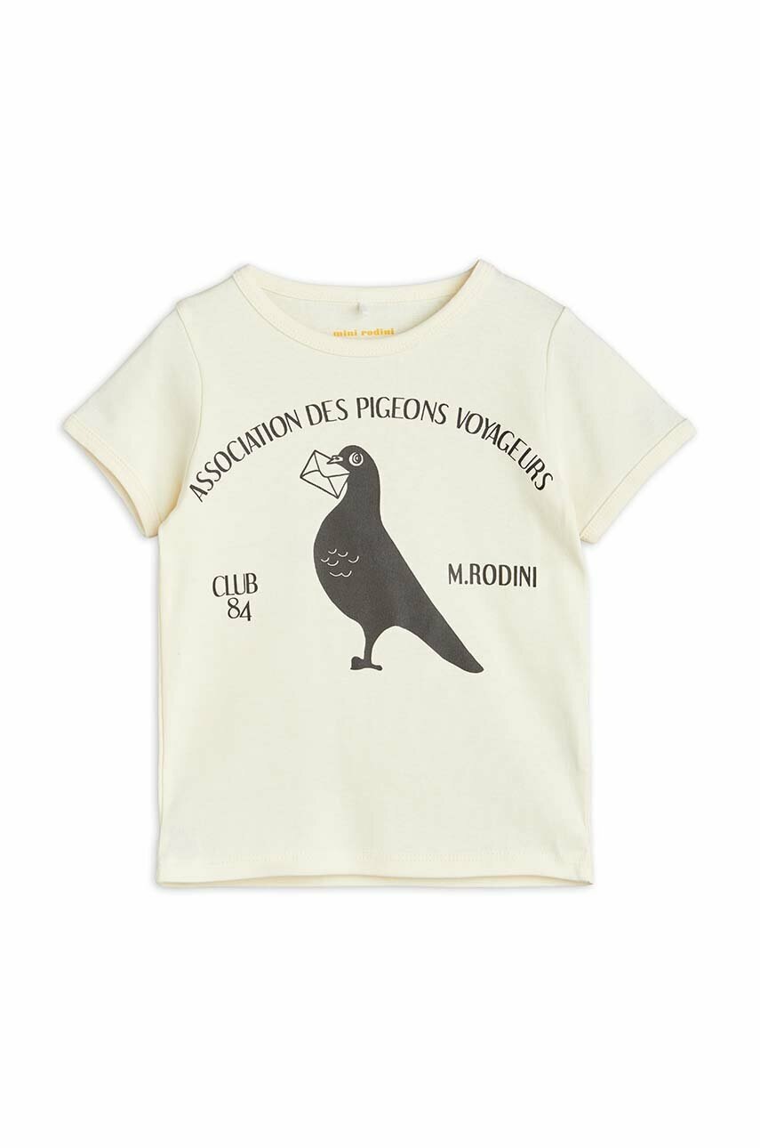 Mini Rodini tricou de bumbac pentru copii culoarea alb, cu imprimeu