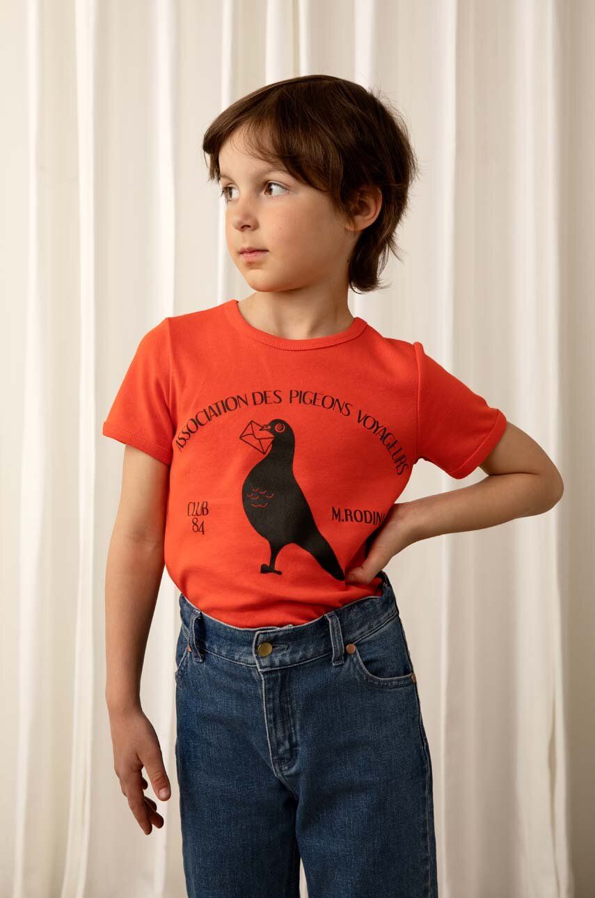 Mini Rodini tricou de bumbac pentru copii culoarea rosu, cu imprimeu