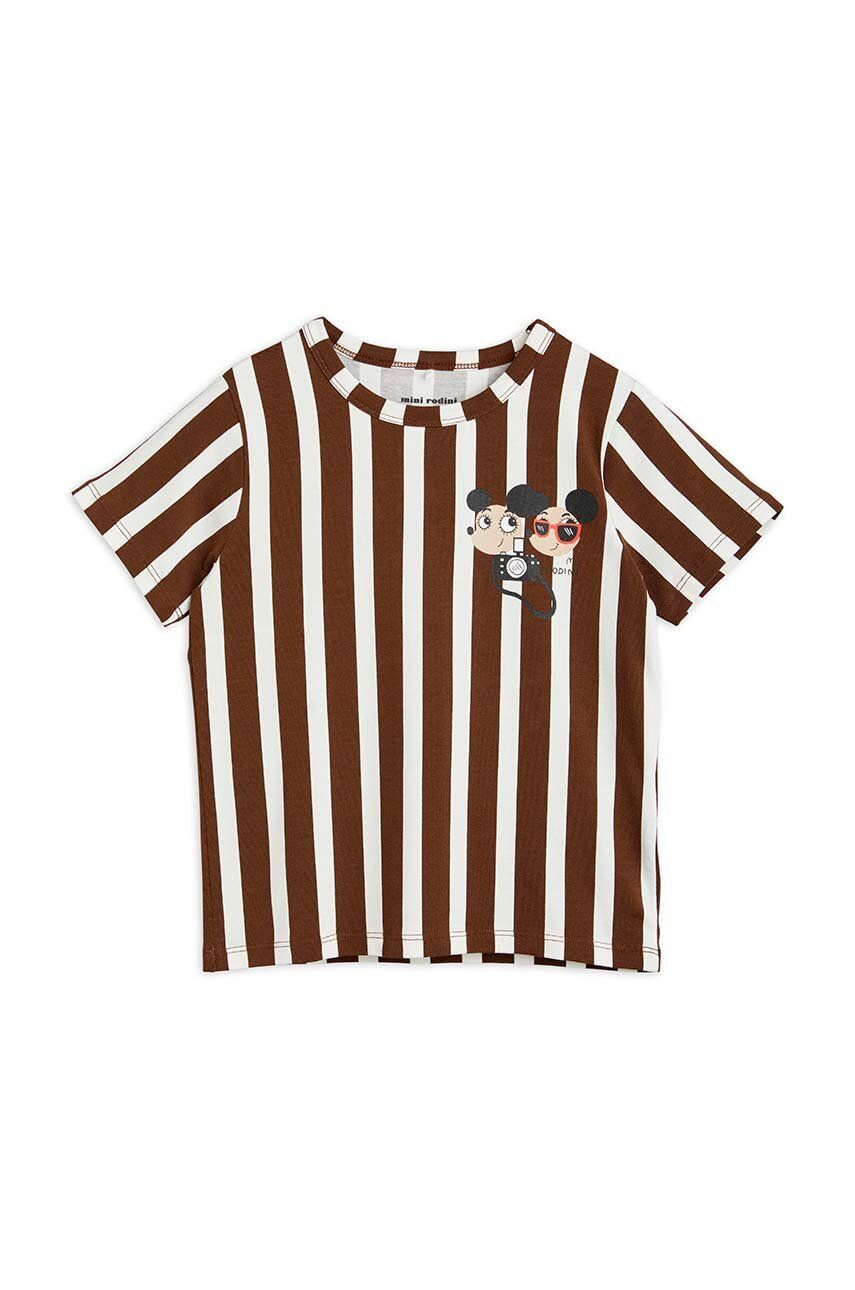 E-shop Dětské tričko Mini Rodini hnědá barva
