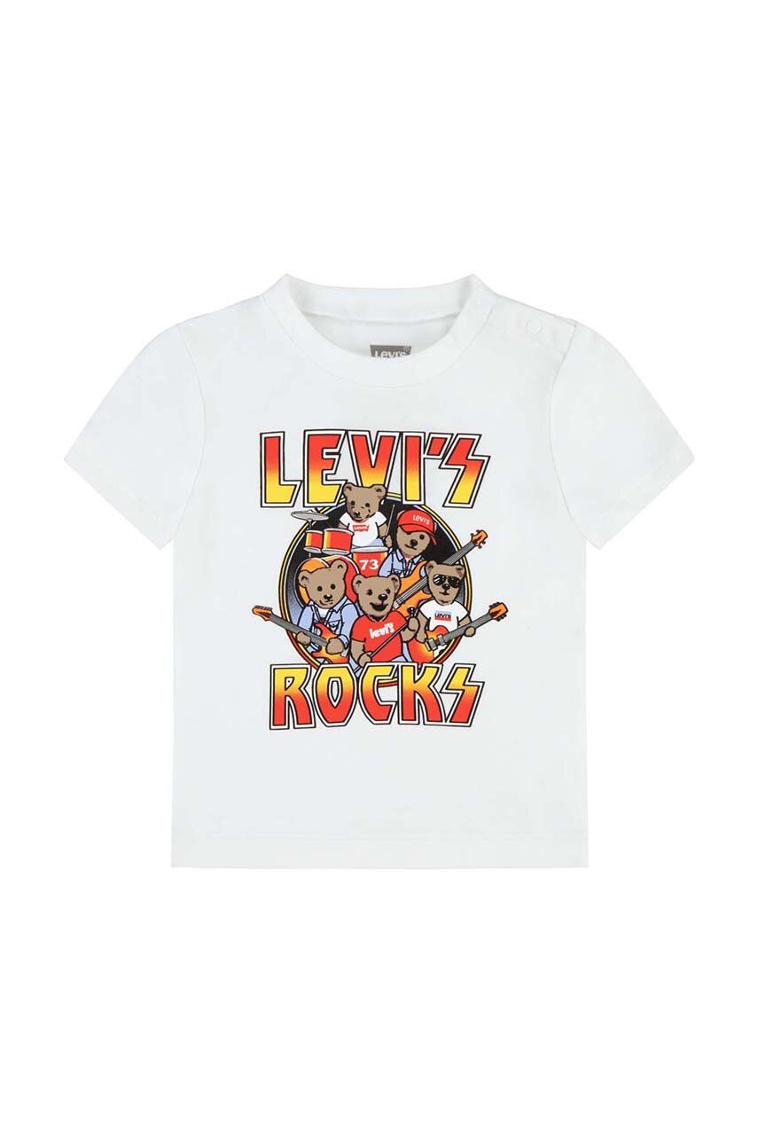 Levně Dětské bavlněné tričko Levi's bílá barva, s potiskem