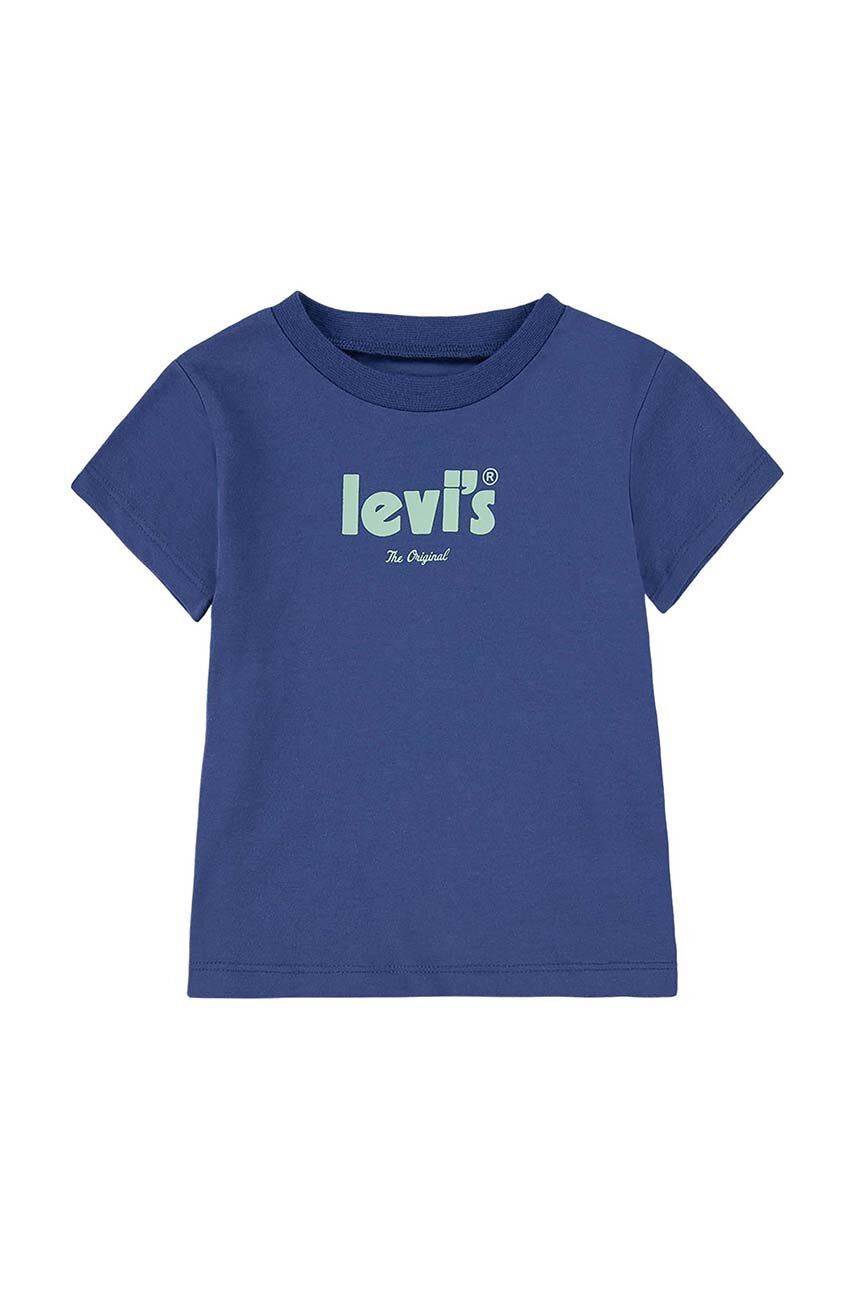 Levně Dětské bavlněné tričko Levi's tmavomodrá barva, s potiskem