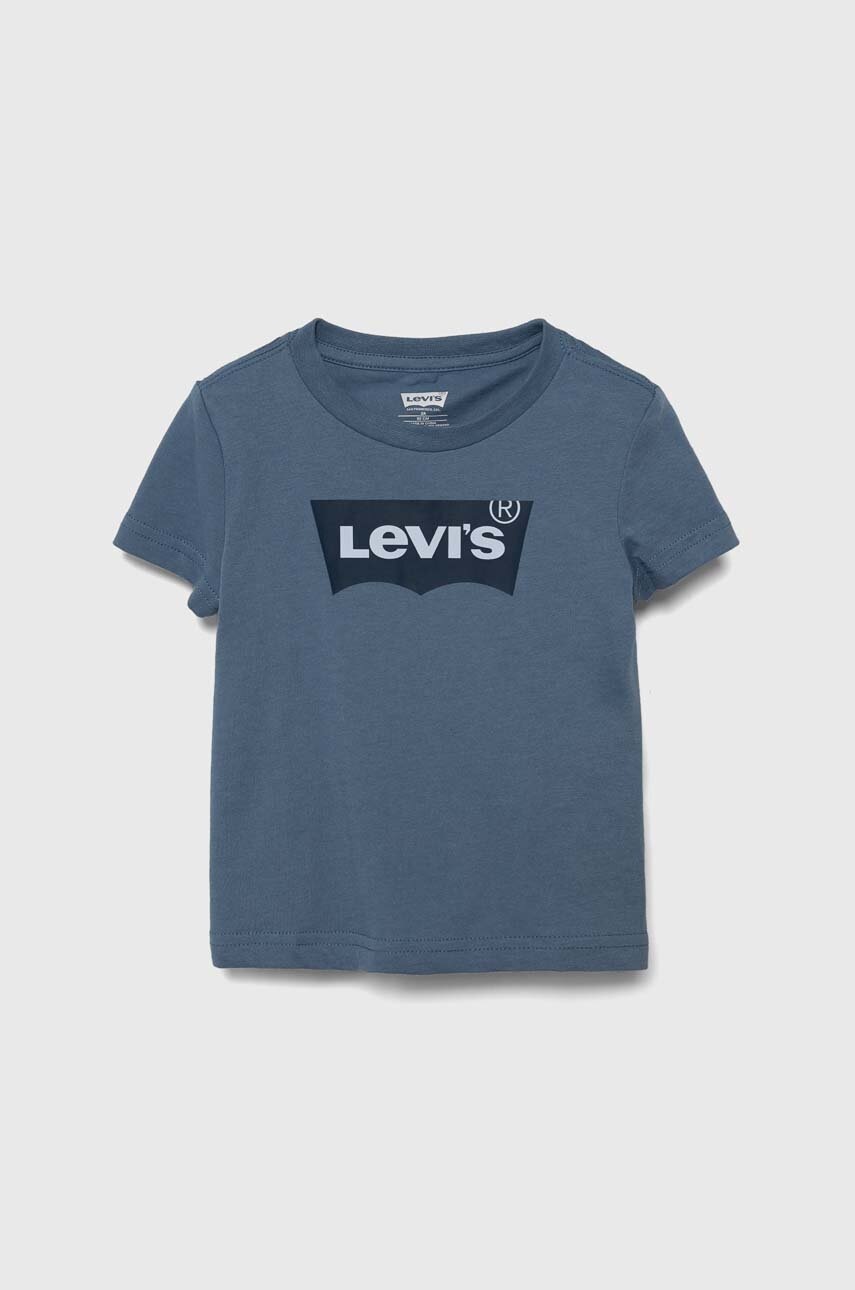 

Детска памучна тениска Levi's в синьо с принт, Син