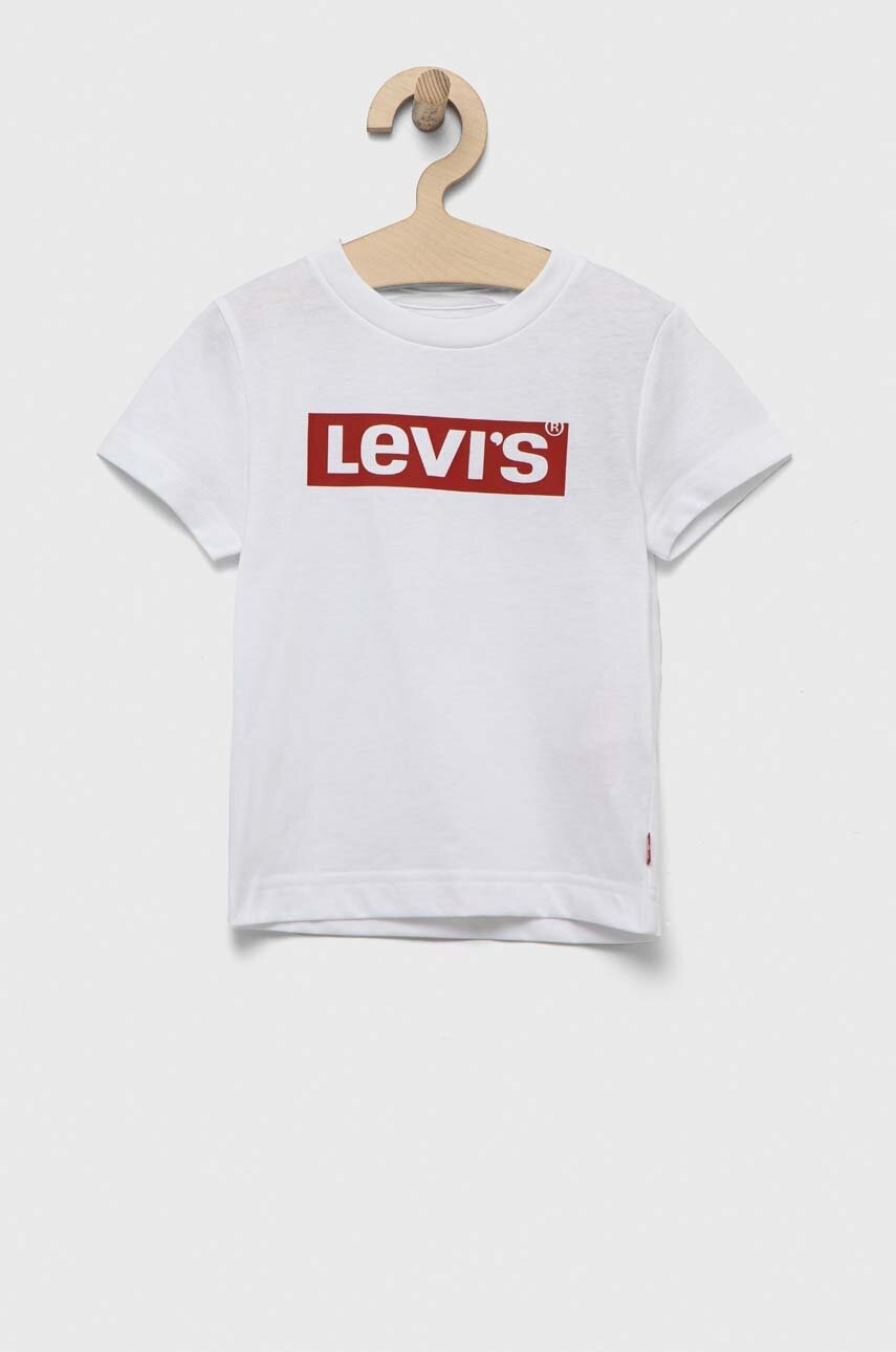 

Детска памучна тениска Levi's в бяло с принт, Бял