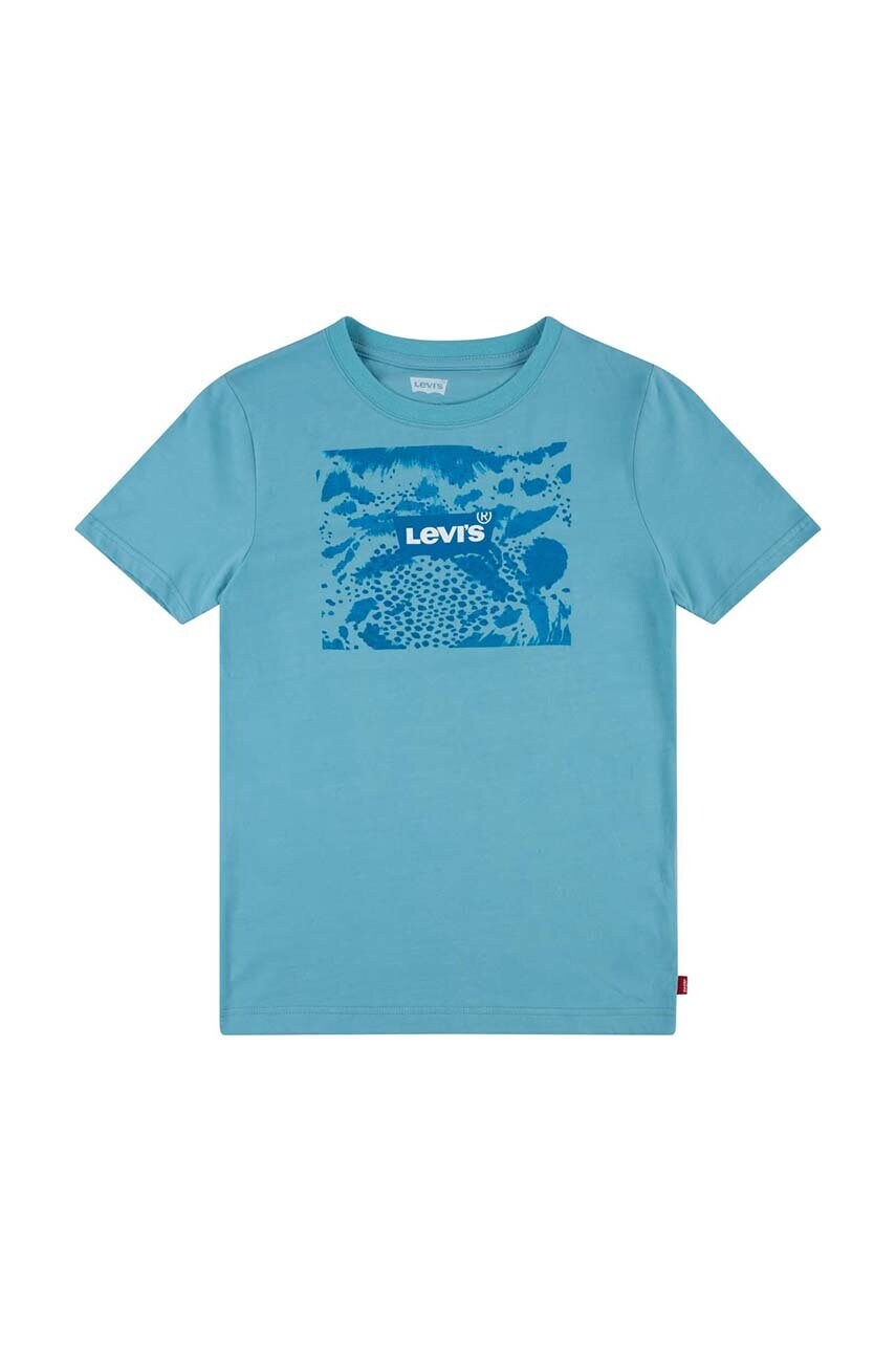 

Детска памучна тениска Levi's в синьо с принт, Син