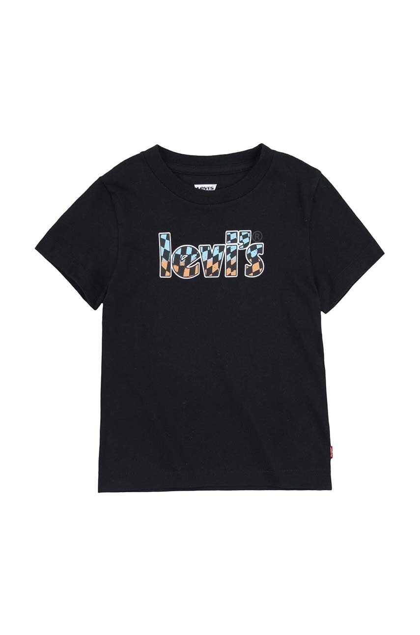 

Детска памучна тениска Levi's в черно с принт, Черен