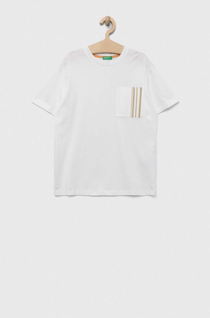 

Детская хлопковая футболка United Colors of Benetton цвет белый с принтом