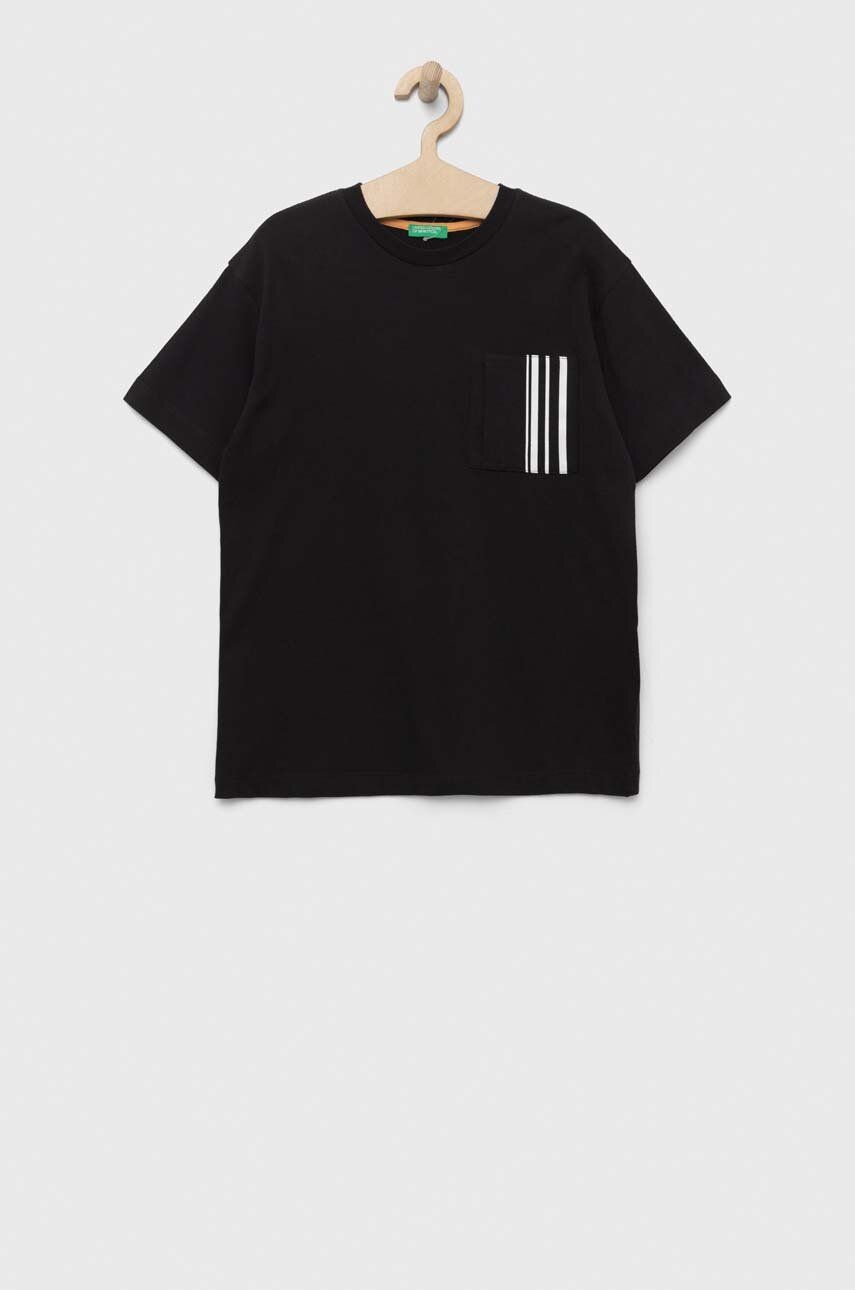 United Colors of Benetton tricou de bumbac pentru copii culoarea negru, cu imprimeu